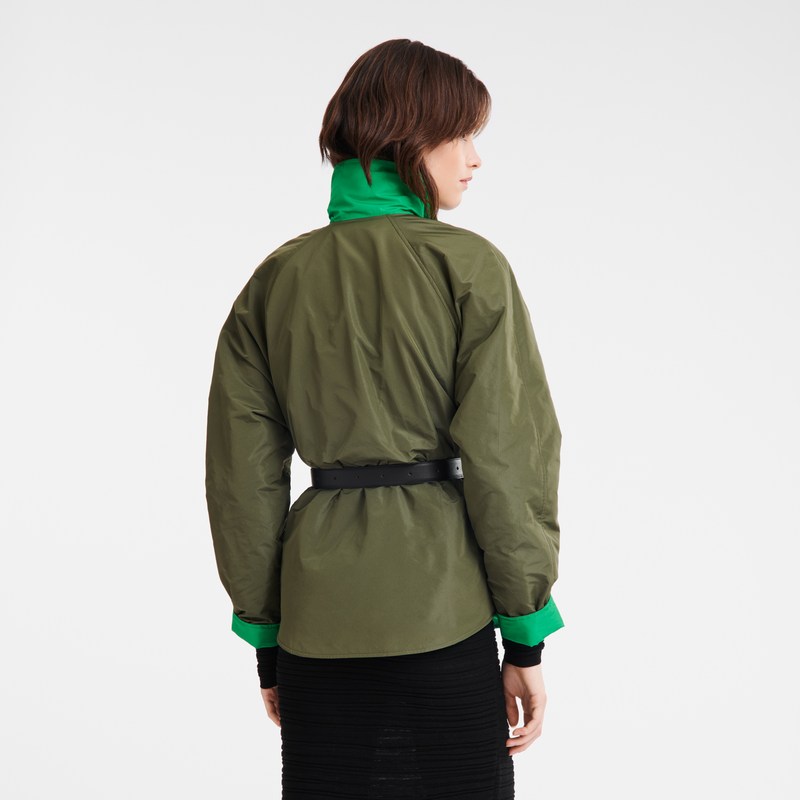 Khaki/Green Longchamp Padded blouson - Technical taffeta Women Coats & Jackets | 374519OWZ