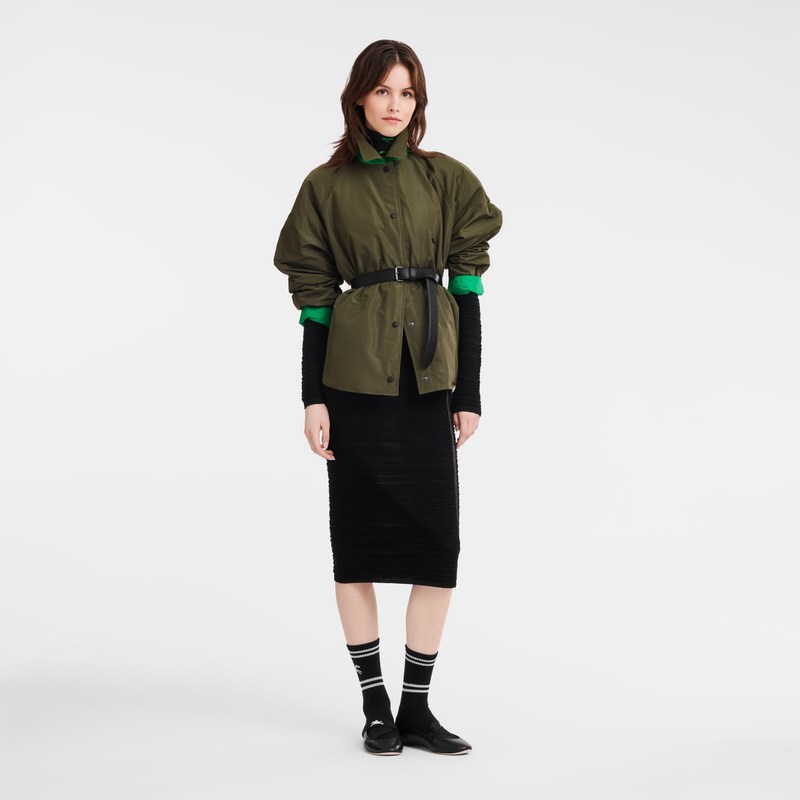 Khaki/Green Longchamp Padded blouson - Technical taffeta Women Coats & Jackets | 374519OWZ