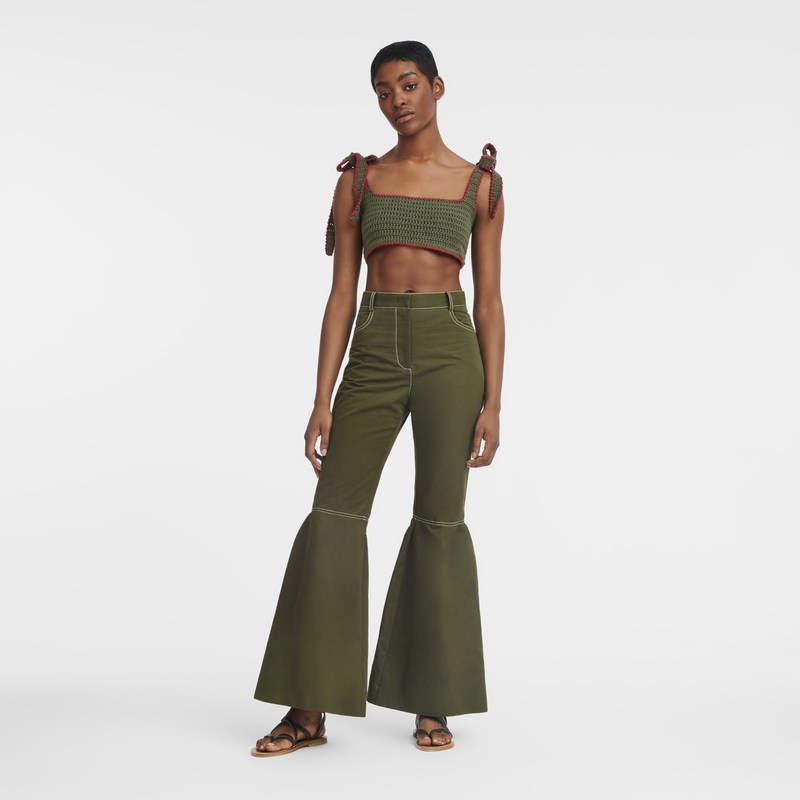 Khaki Longchamp Bra - Crochet Women Tops & Blouses | 193576ITD