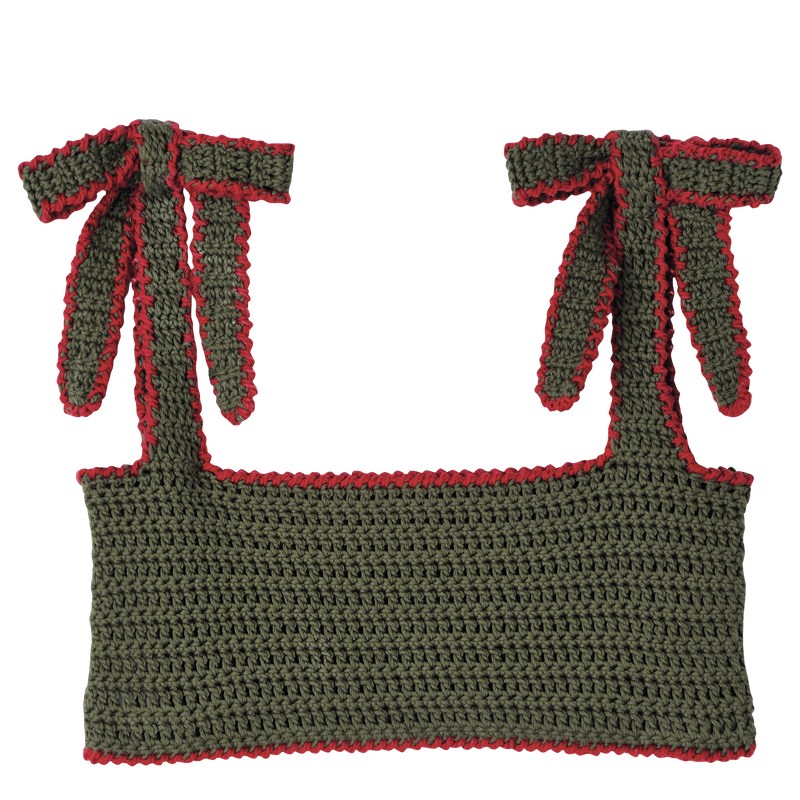 Khaki Longchamp Bra - Crochet Women Tops & Blouses | 193576ITD