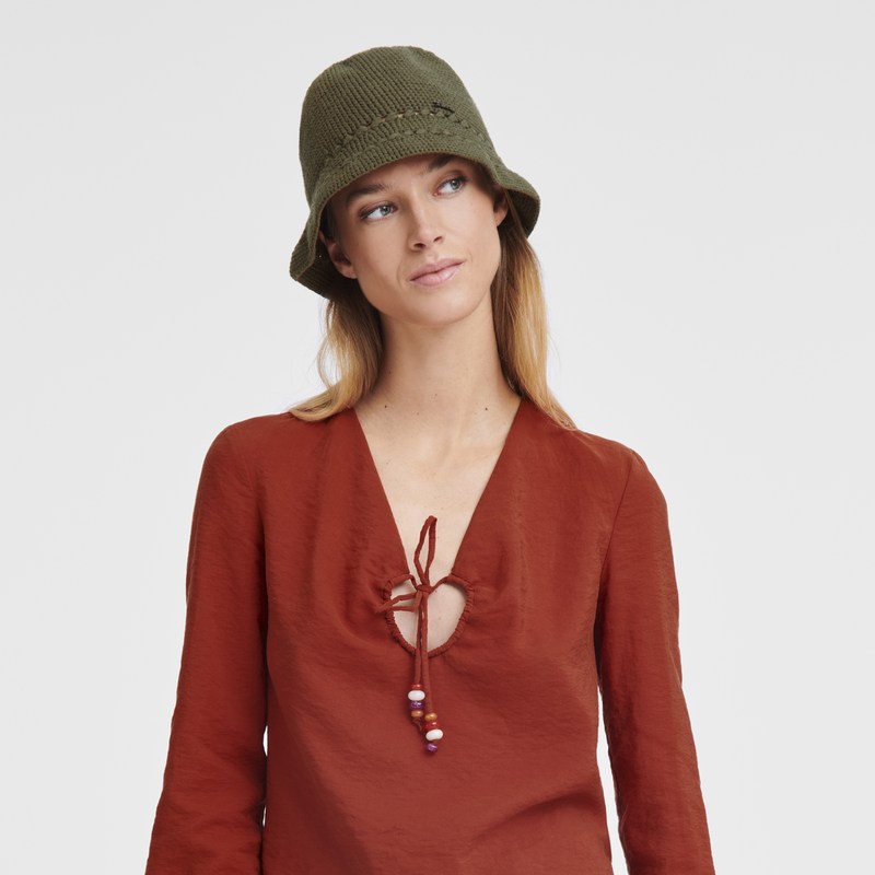 Khaki Longchamp Crochet Women Caps & hats | 852106PZW