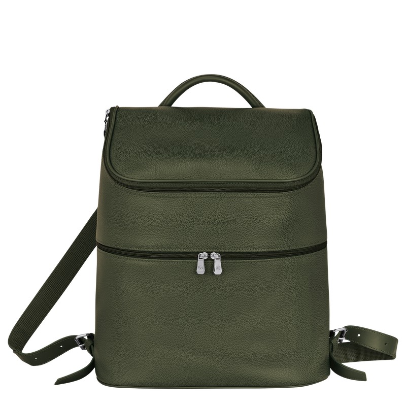 Khaki Longchamp Le Foulonné - Leather Men Backpacks | 392741EJT