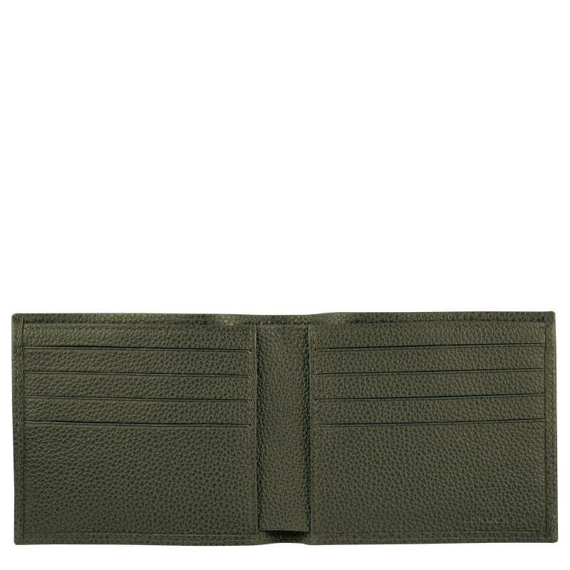 Khaki Longchamp Le Foulonné - Leather Women Wallets | 853169GBP