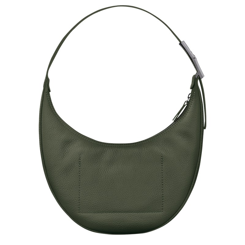 Khaki Longchamp Le Roseau Essential M Hobo - Leather Women Shoulder bags | 469180QLK