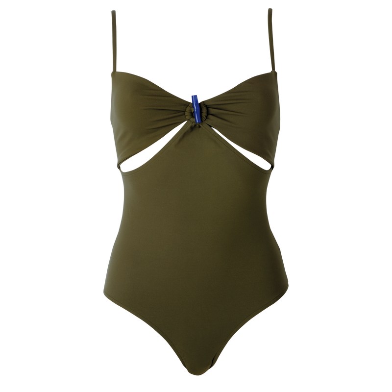 Khaki Longchamp Swimsuit - Jersey Women Summerwear | 830624NXB