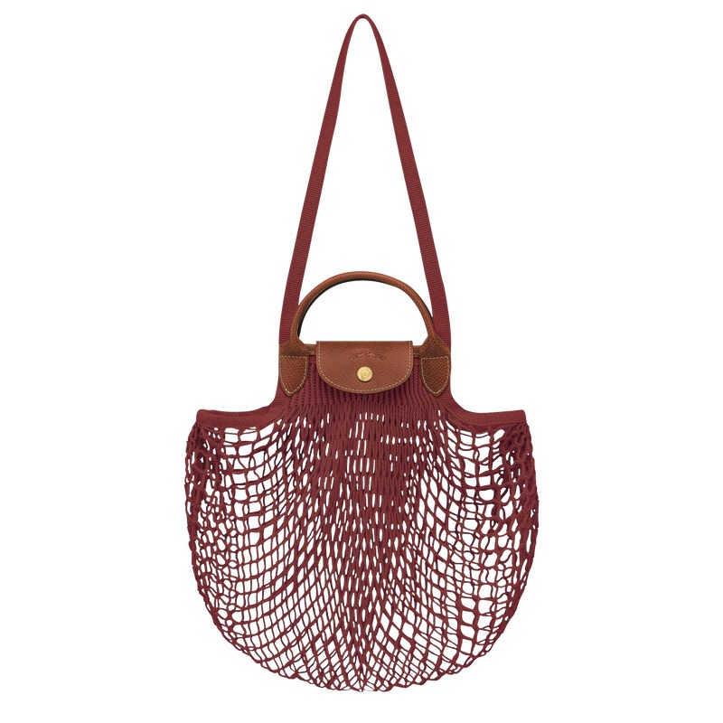 Mahogany Longchamp Le Pliage Filet L Mesh - Canvas Women Handbags | 172583DSB