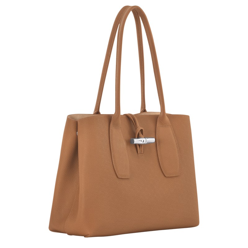 Natural Longchamp Le Roseau L - Leather Women Shoulder bags | 623851SHT