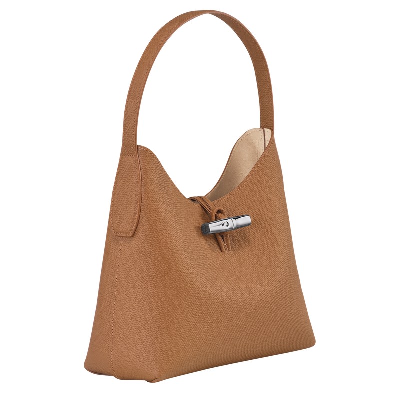 Natural Longchamp Le Roseau M Hobo - Leather Women Shoulder bags | 091365EPK