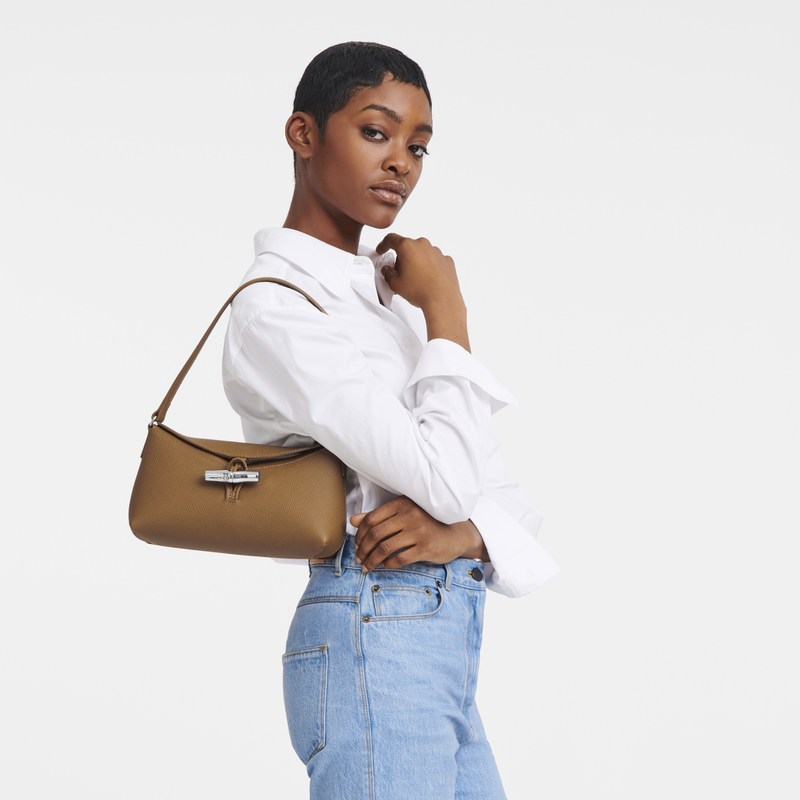 Natural Longchamp Le Roseau S Hobo - Leather Women Shoulder bags | 765830PMQ