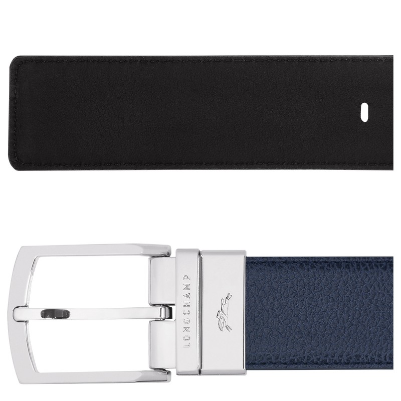 Navy/Black Longchamp Le Foulonné - Leather Men Belts | 910248YQB