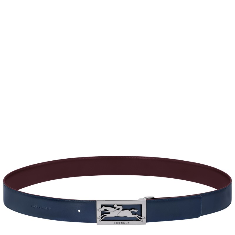 Navy/Burgundy Longchamp Delta Box - Leather Men Belts | 713804HBP