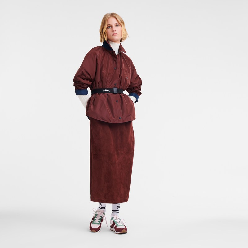 Navy/Burgundy Longchamp Padded blouson - Technical taffeta Women Coats & Jackets | 018537BGY