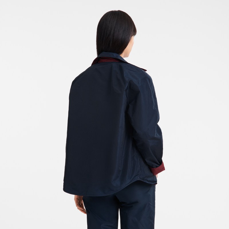 Navy/Burgundy Longchamp Padded blouson - Technical taffeta Women Coats & Jackets | 018537BGY