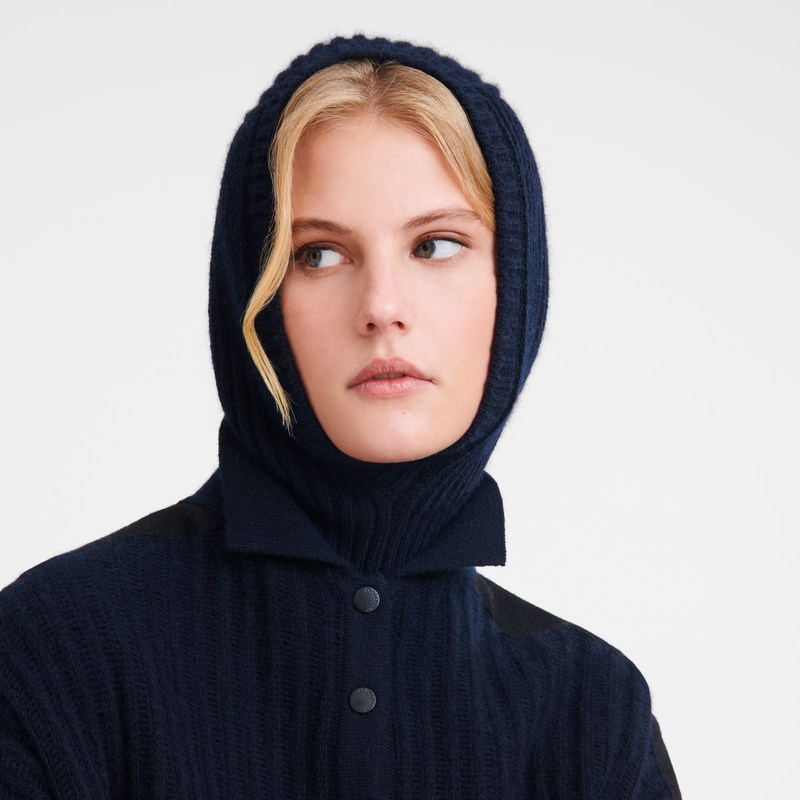 Navy Longchamp Balaclava - Knit Women Caps & hats | 152496GZW