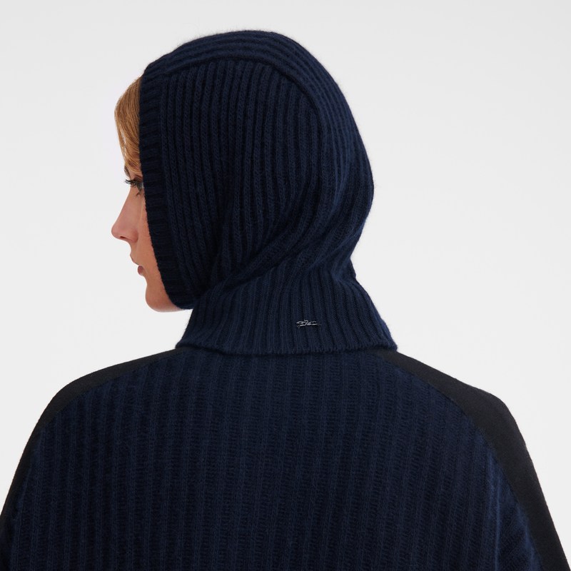 Navy Longchamp Balaclava - Knit Women Caps & hats | 152496GZW