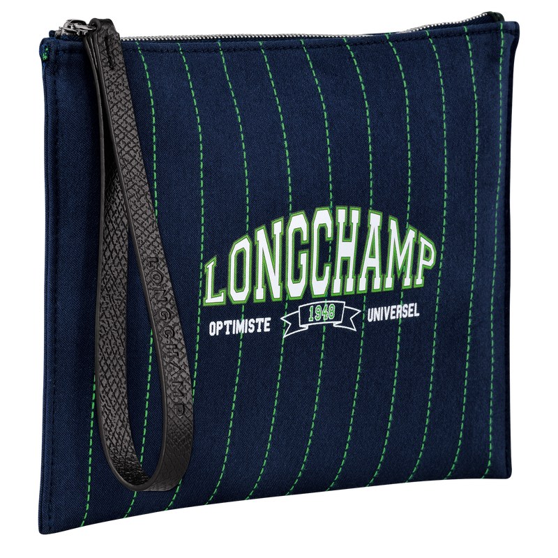 Navy Longchamp Essential Pouch - Canvas Women Pouches & Cases | 741382CNV