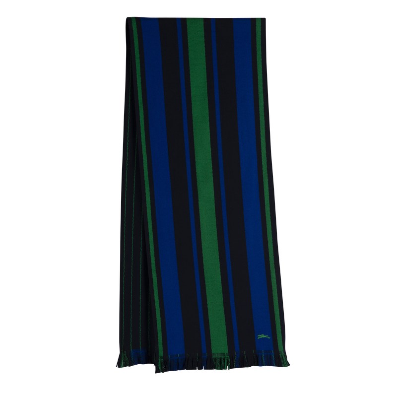 Navy Longchamp Essential University Scarf - OTHER Women Silk Scarves | 574089VAT