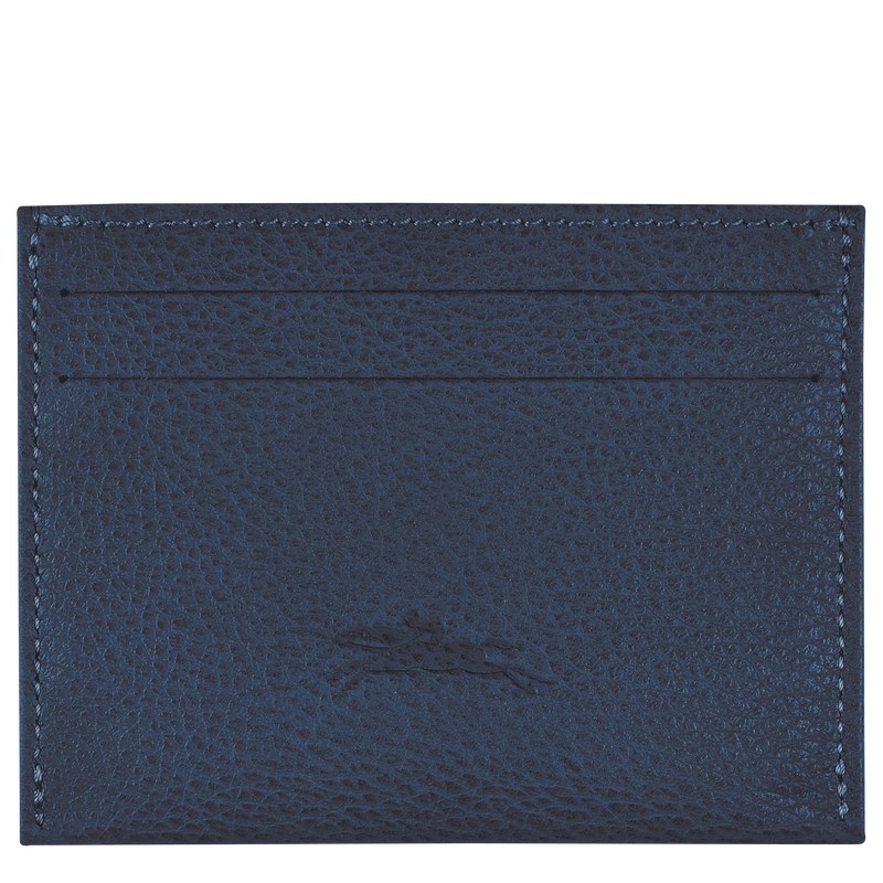 Navy Longchamp Le Foulonné Cardholder - Leather Women Cardholders & Coin purses | 807963SMT