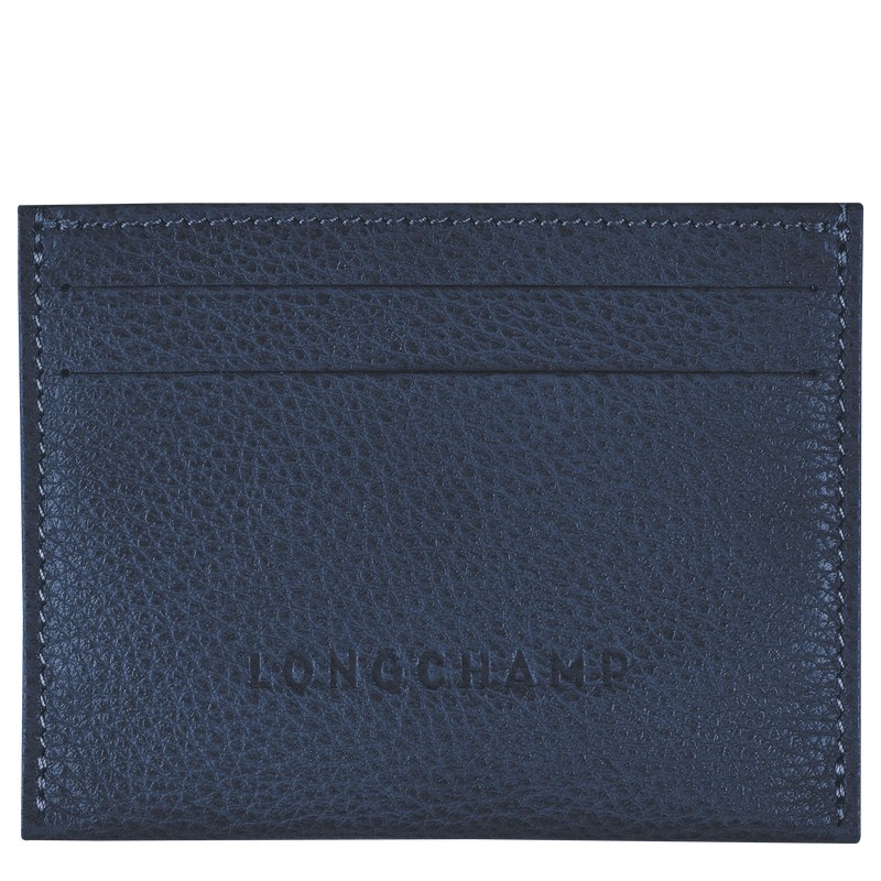 Navy Longchamp Le Foulonné Cardholder - Leather Women Cardholders & Coin purses | 807963SMT