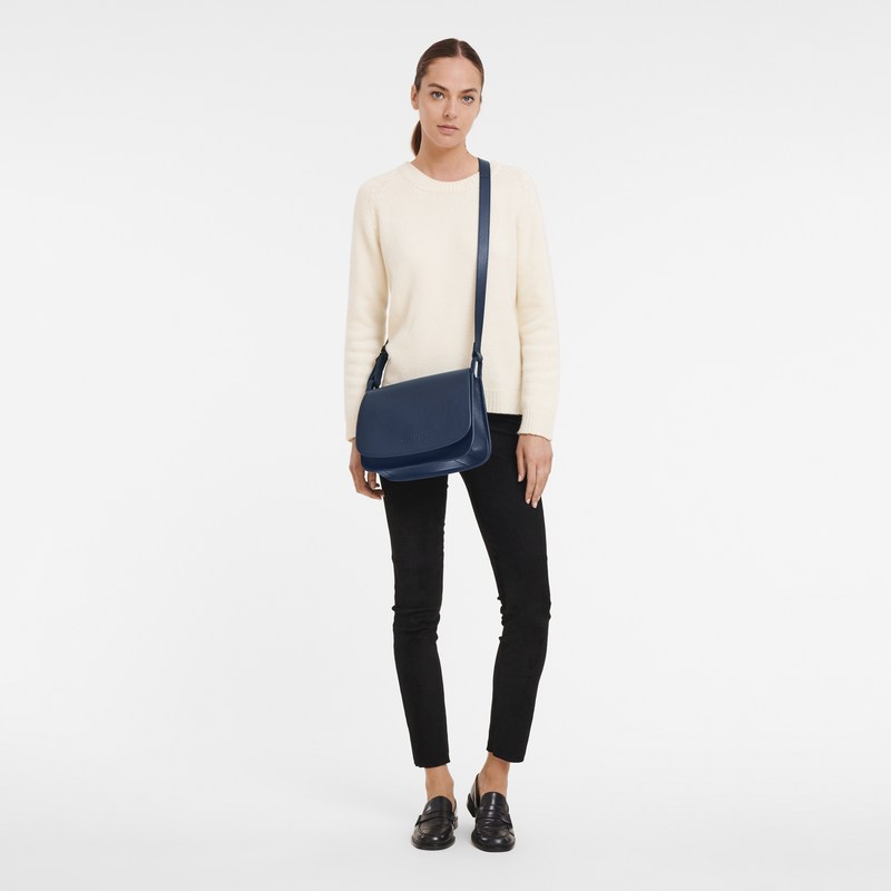 Navy Longchamp Le Foulonné M Crossbody bag - Leather Women Crossbody bags | 148075LJB