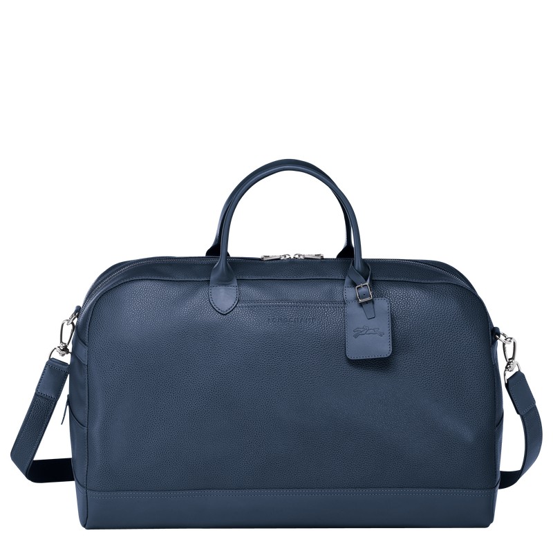 Navy Longchamp Le Foulonné M - Leather Men Travel bags | 205498FNA