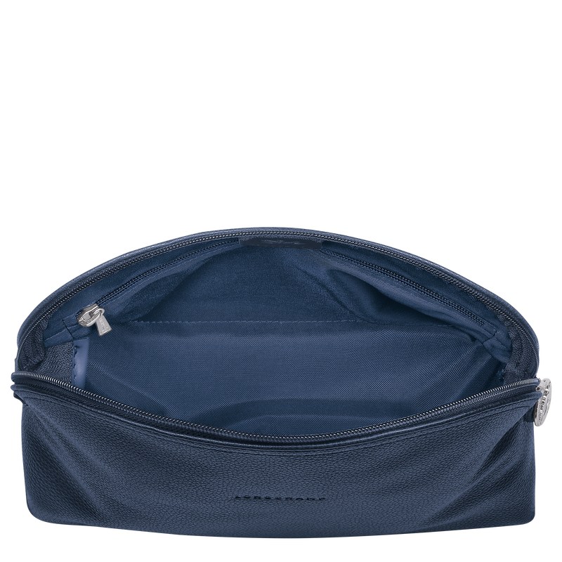 Navy Longchamp Le Foulonné - Leather Women Toiletry bags | 570123QMR