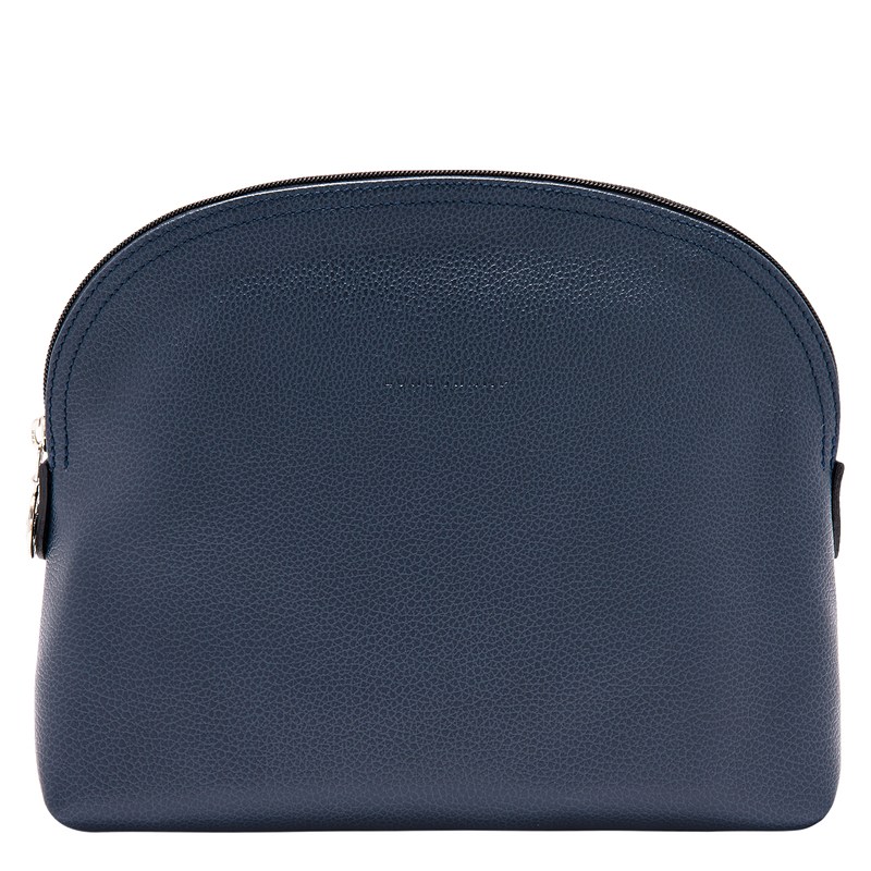 Navy Longchamp Le Foulonné - Leather Women Toiletry bags | 570123QMR