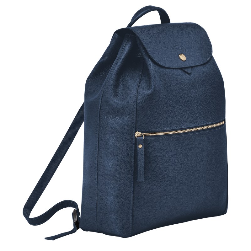 Navy Longchamp Le Foulonné - Leather Women Backpacks | 718429RFN