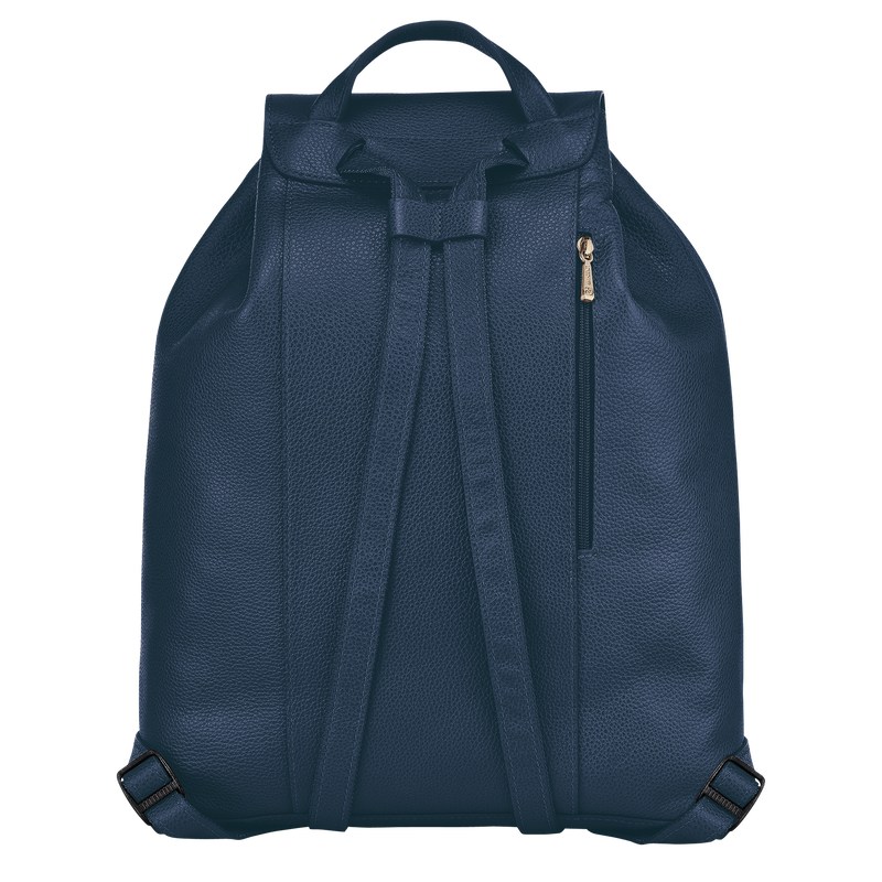 Navy Longchamp Le Foulonné - Leather Women Backpacks | 718429RFN