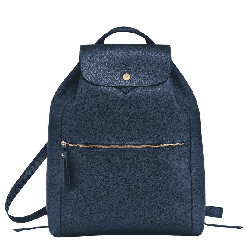 Navy Longchamp Le Foulonné - Leather Women Backpacks | 718429RFN