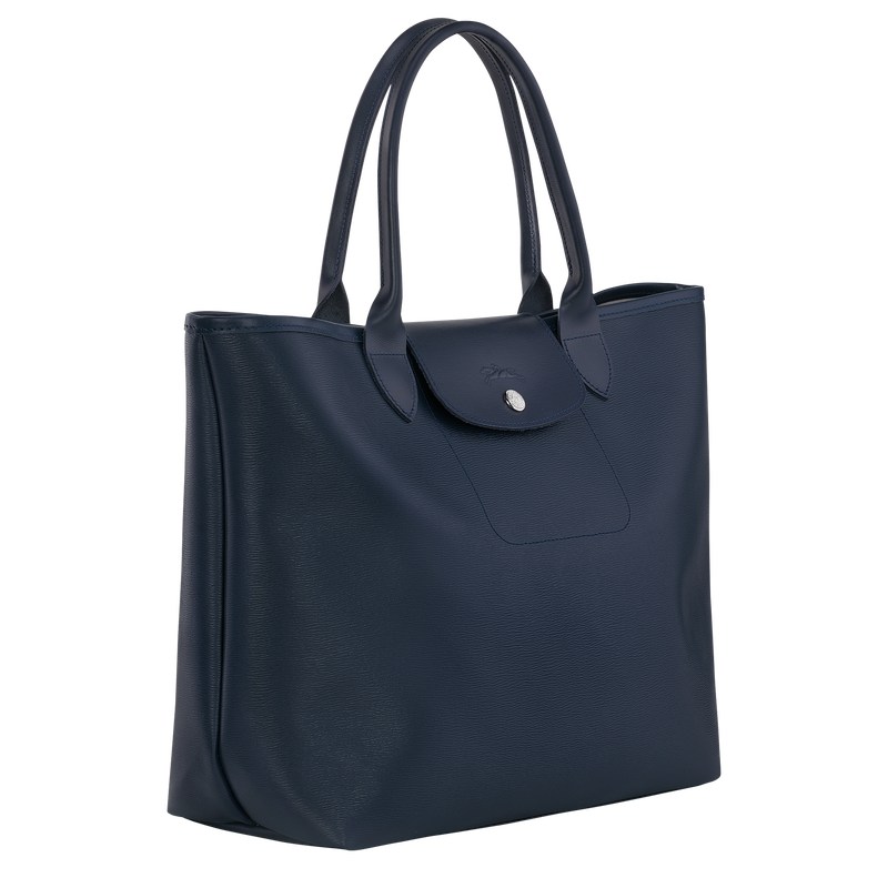 Navy Longchamp Le Pliage City L - Canvas Women Shoulder bags | 216589TUV