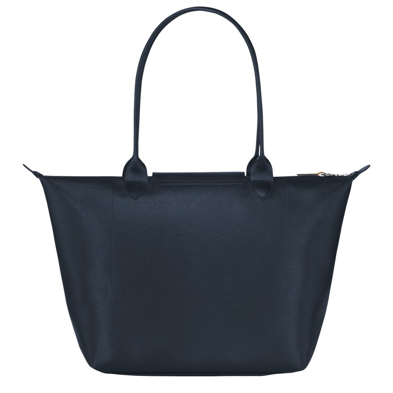 Navy Longchamp Le Pliage City L - Canvas Women Shoulder bags | 568271NJO