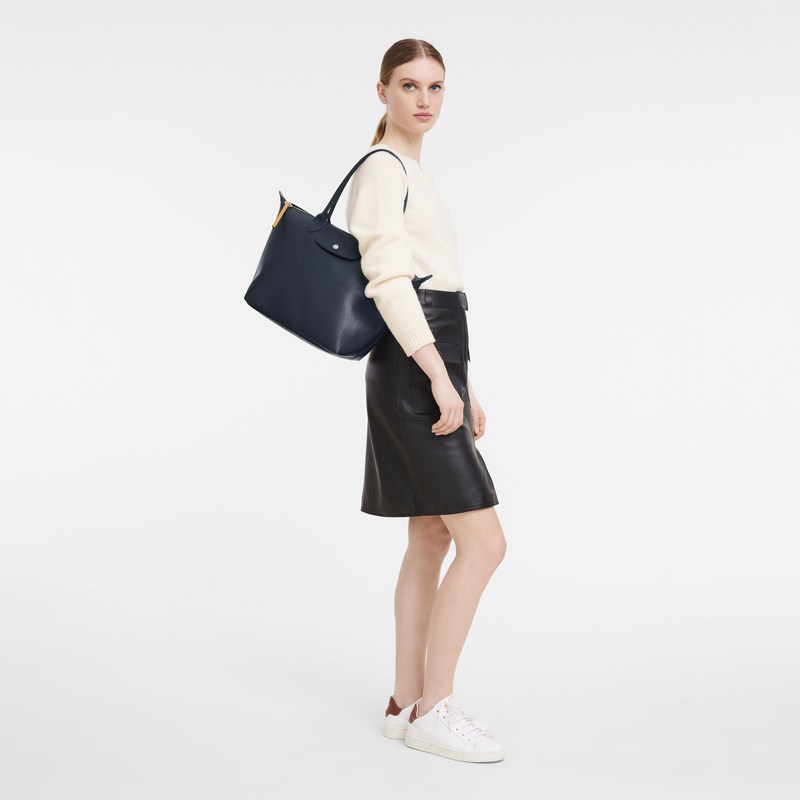 Navy Longchamp Le Pliage City M - Canvas Women Shoulder bags | 432917ABW