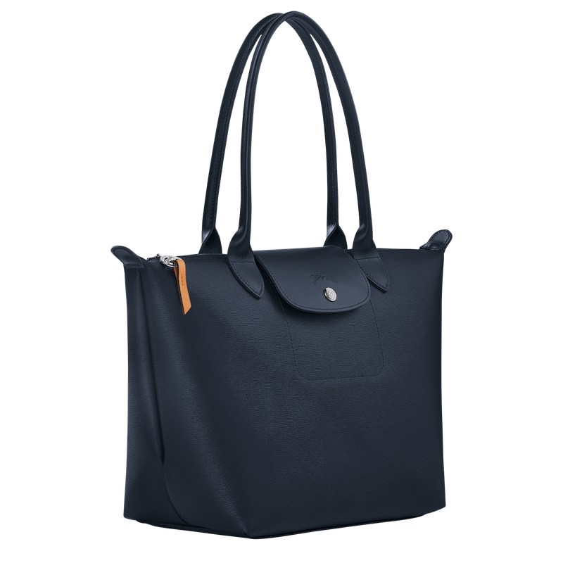 Navy Longchamp Le Pliage City M - Canvas Women Shoulder bags | 432917ABW