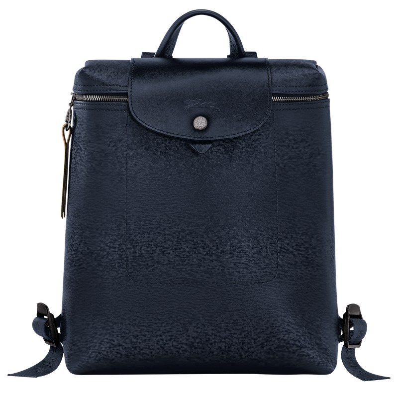 Navy Longchamp Le Pliage City M - Canvas Women Backpacks | 584901HQW