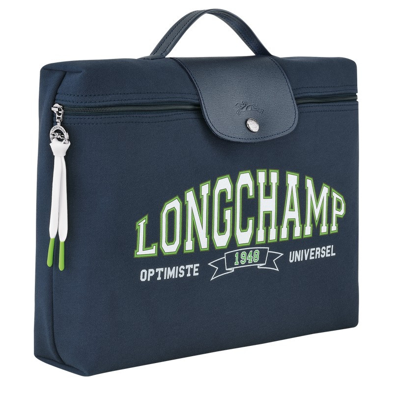 Navy Longchamp Le Pliage Collection - Canvas Men Briefcase | 985463YMU