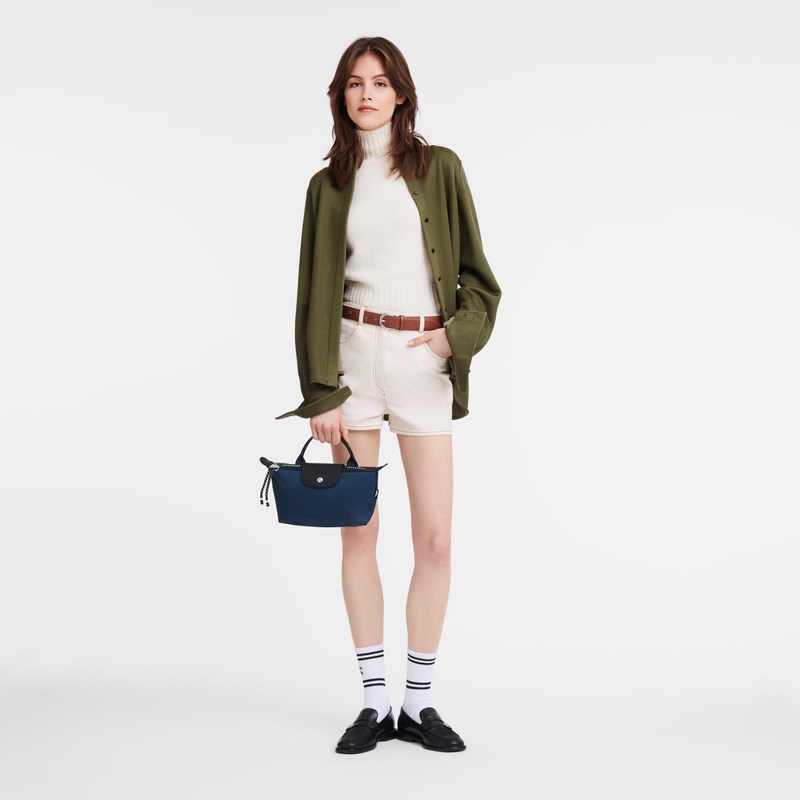 Navy Longchamp Le Pliage Energy Pouch - Recycled canvas Women Pouches & Cases | 827495IHX