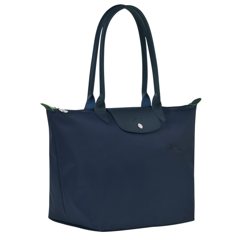 Navy Longchamp Le Pliage Green L - Recycled canvas Women Shoulder bags | 638142FNI