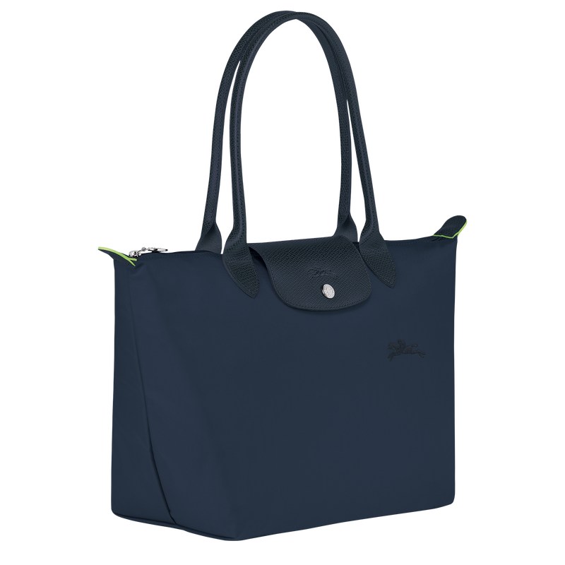 Navy Longchamp Le Pliage Green M - Recycled canvas Women Shoulder bags | 936584XFA