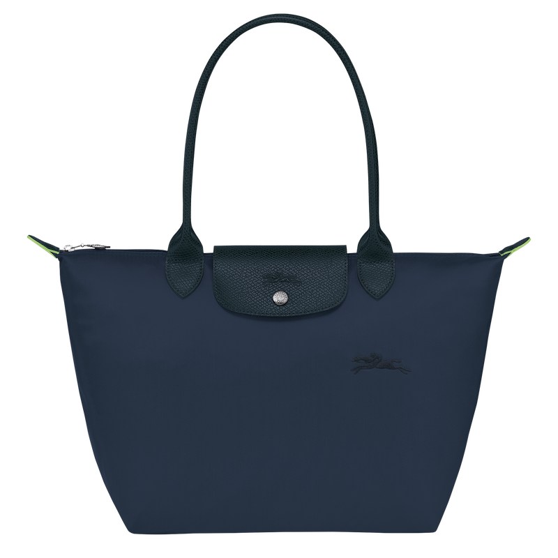 Navy Longchamp Le Pliage Green M - Recycled canvas Women Shoulder bags | 936584XFA