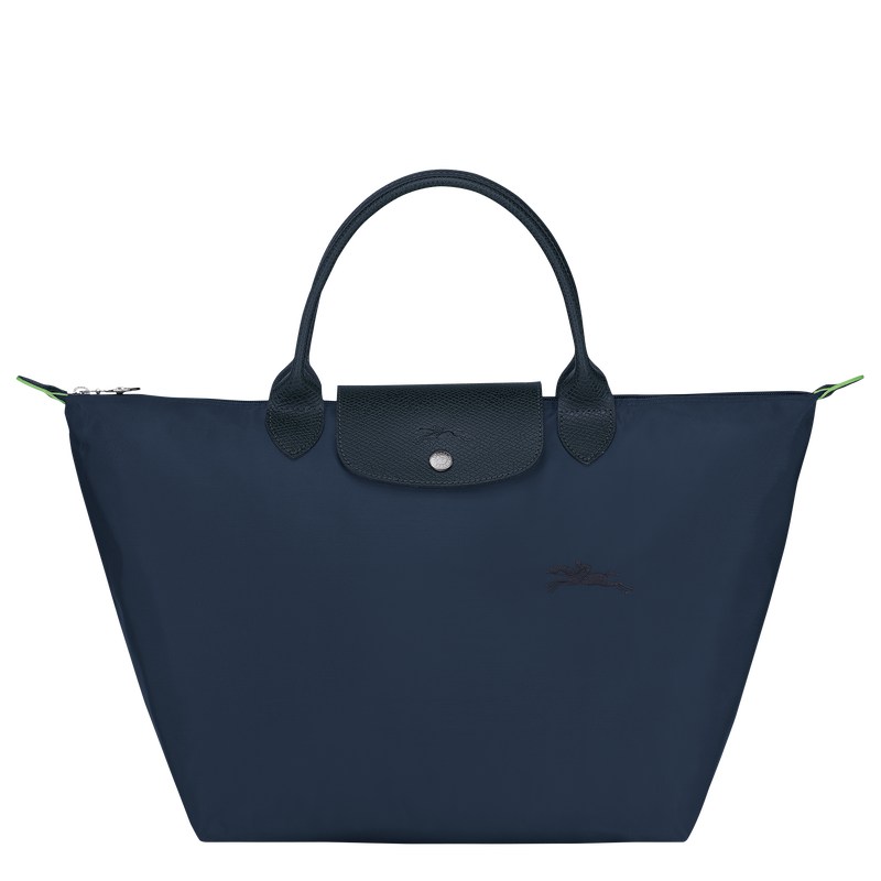 Navy Longchamp Le Pliage Green M - Recycled canvas Women Handbags | 603197VNZ