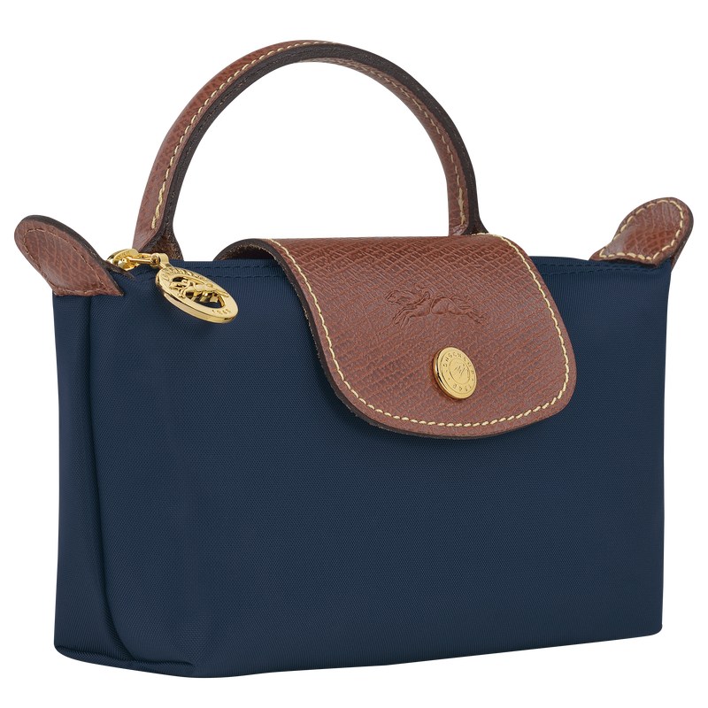 Navy Longchamp Le Pliage Original Pouch with handle - Recycled canvas Women Pouches & Cases | 074619UKS