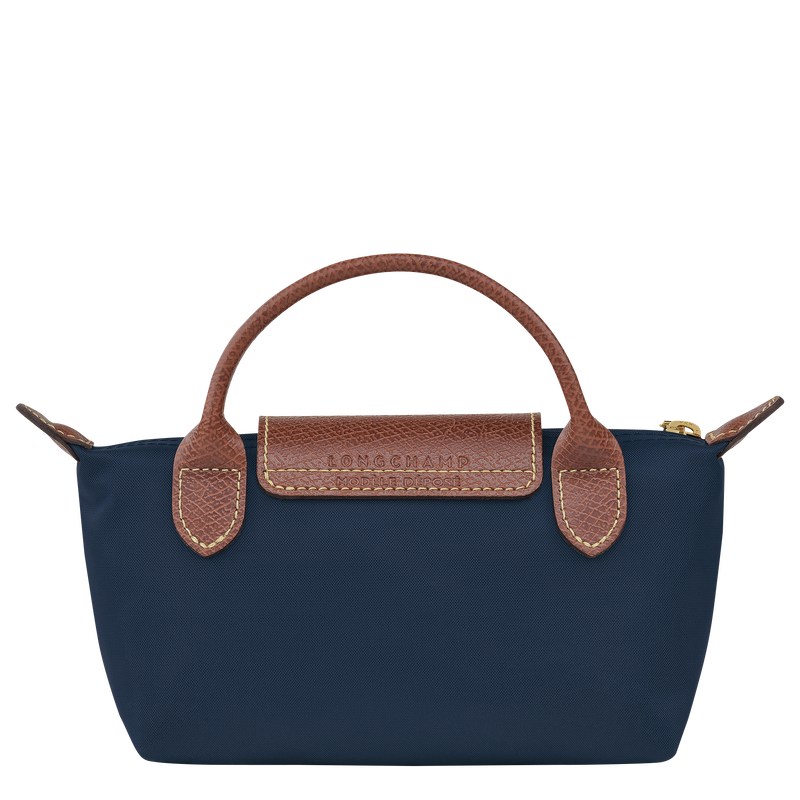 Navy Longchamp Le Pliage Original Pouch with handle - Recycled canvas Women Pouches & Cases | 074619UKS