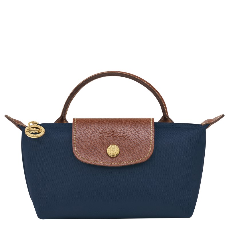 Navy Longchamp Le Pliage Original Pouch with handle - Recycled canvas Women Pouches & Cases | 074619UKS