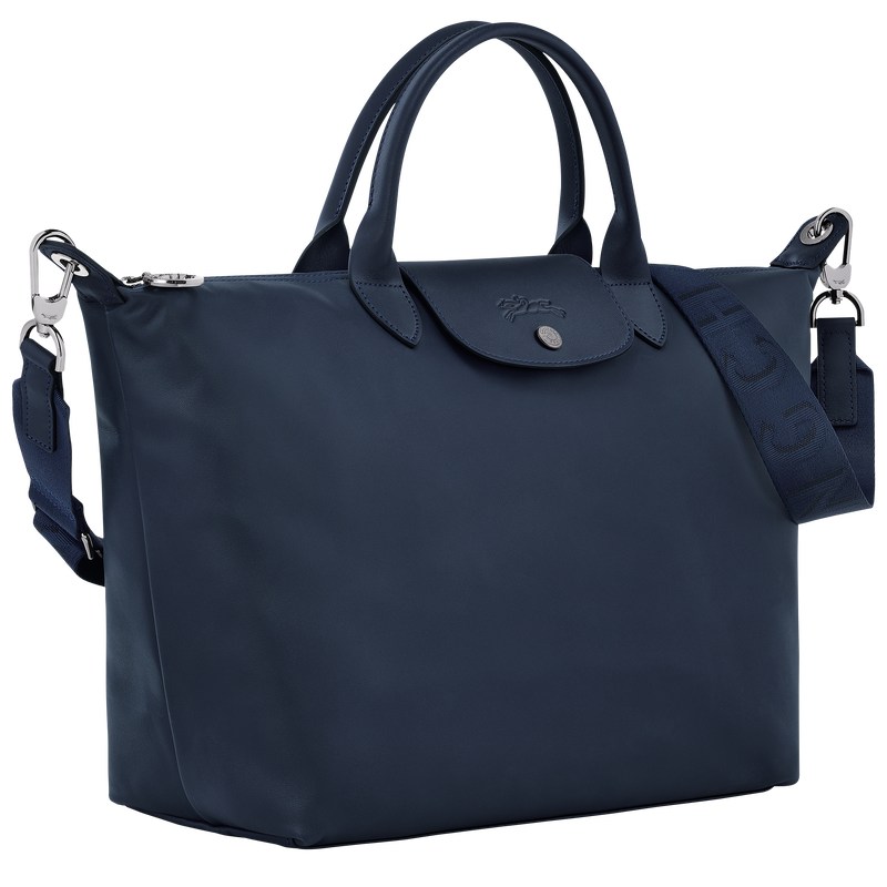 Navy Longchamp Le Pliage Xtra L - Leather Women Handbags | 621098ZHL