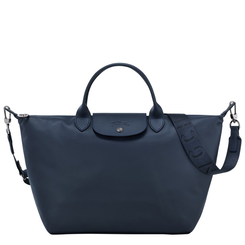 Navy Longchamp Le Pliage Xtra L - Leather Women Handbags | 621098ZHL