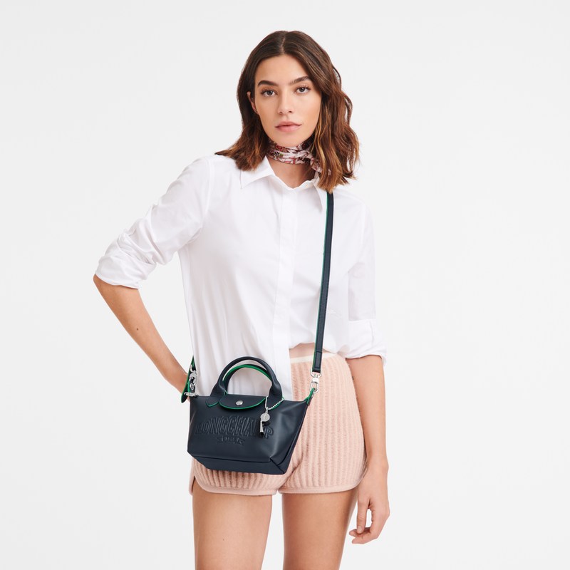 Navy Longchamp Le Pliage Xtra XS - Leather Women Handbags | 139746AFM