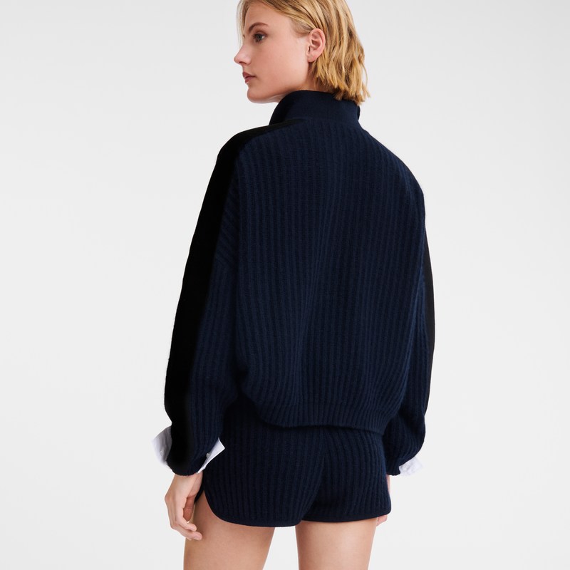 Navy Longchamp Polo collar jumper - Knit Women Tops & Blouses | 037569MEP