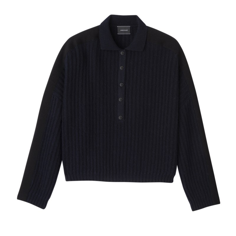 Navy Longchamp Polo collar jumper - Knit Women Tops & Blouses | 037569MEP