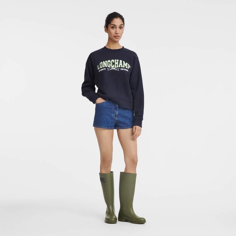 Navy Longchamp Sweatshirt - Jersey Women Tops & Blouses | 163472MNK